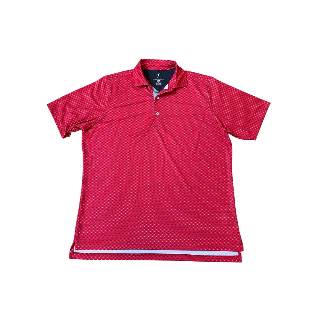 Fairway & Greene Polo Shirt Mens Red Star Print Patriotic Golf Top SIZE XL - Picture 1 of 6